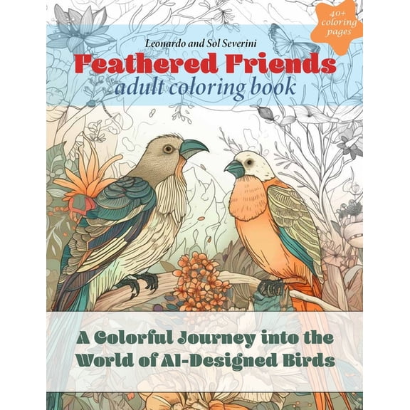Feathered Friends : A Colorful Journey into the World of AI-Designed Birds: Adult Coloring Book (Paperback)