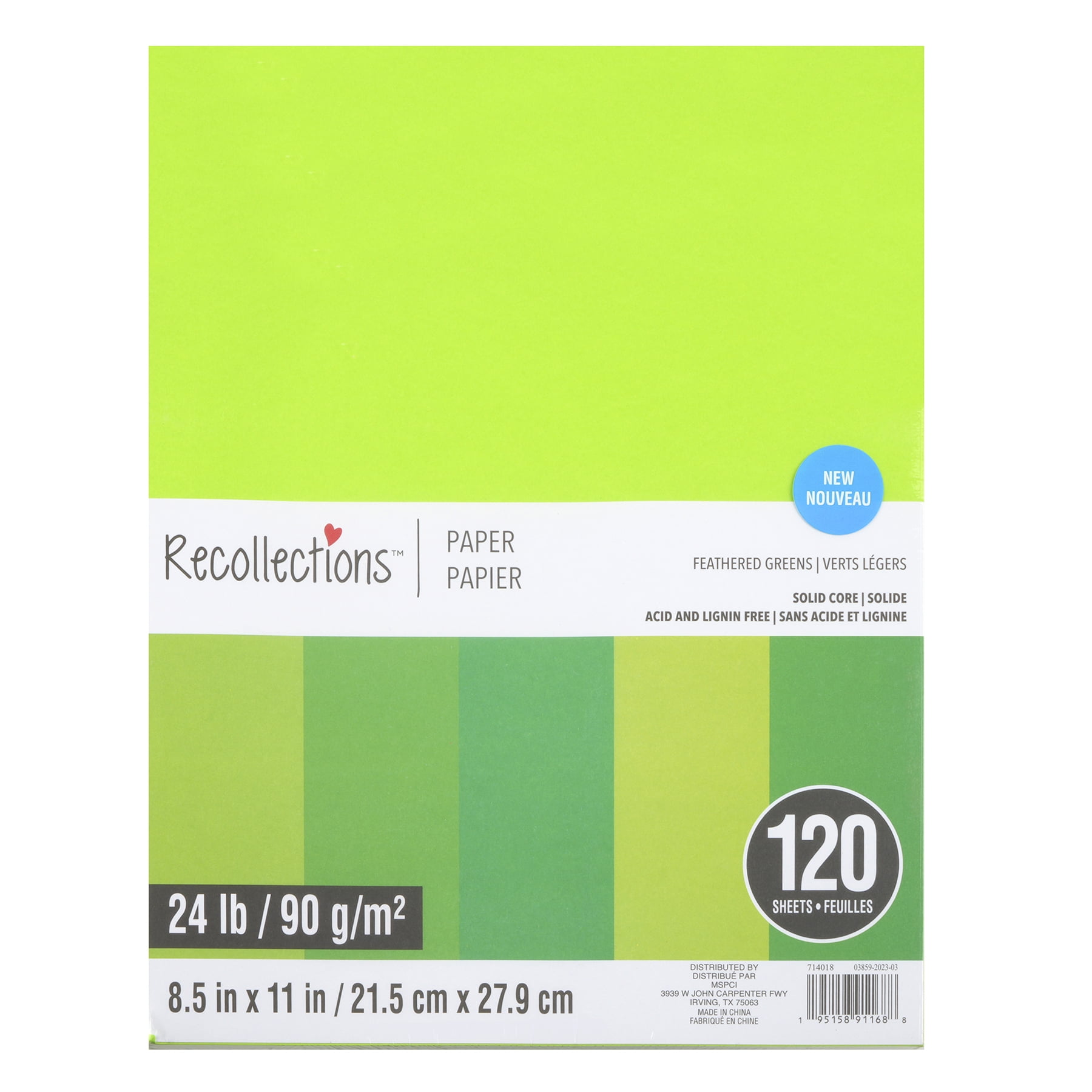 Recollections Feathered Green 8.5" x 11" Mixed Paper Pack - Acid and Lignin Free Paper for Scrapbooks, Arts & Crafts, 8 Pack