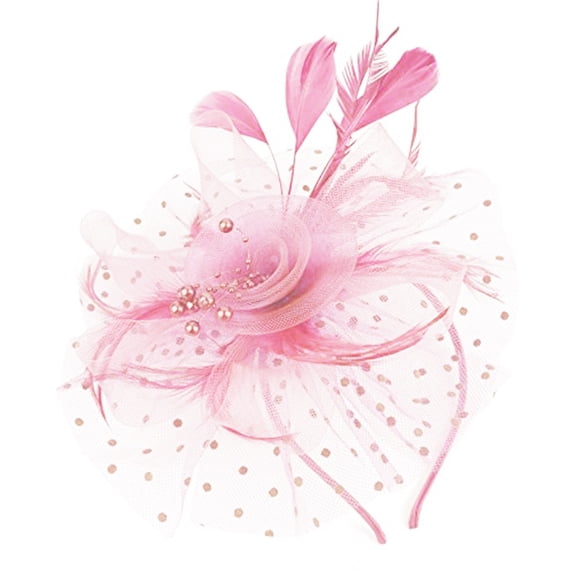 Feathered Headband with Mesh Hat for Women Themed Party Headpiece Hair Accesories Suitable for Prom and Party