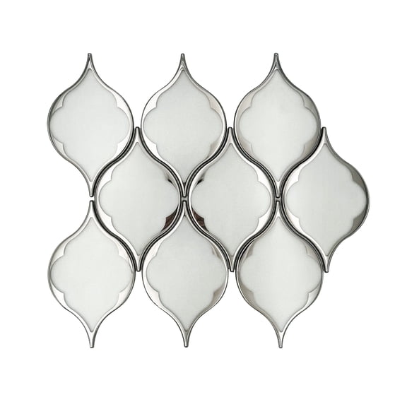 Feathered Lantern Pattern with Silver Trim 12-in x 10-in Glass Mosaic Wall Tile(8.33-sq. ft/ Box)