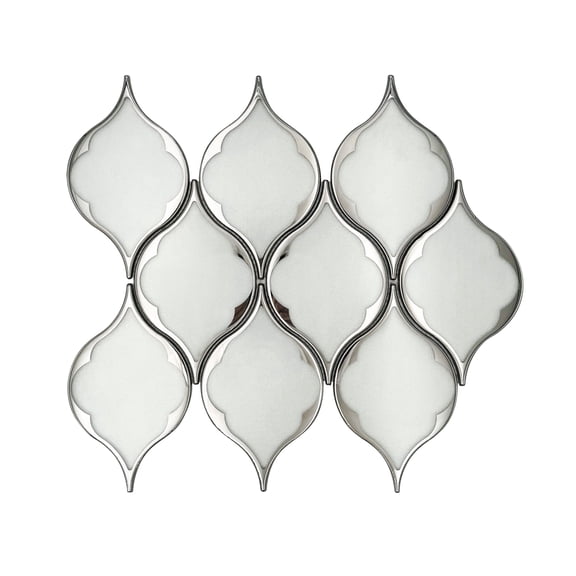 Feathered Lantern Pattern with Silver Trim 12-in x 10-in Glass Mosaic Wall Tile(8.33-sq. ft/ Box)