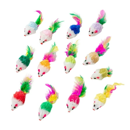 Feathered Mouse Cat Toy Cat Toy Colorful Toys For Cats With Feathers Tail Interactive Cat Toys For Indoor Cats White 10cm