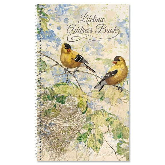 Feathered Nest Address Book - 94 Pages; 5" x 8-1/2", Spiral Bound Address Book