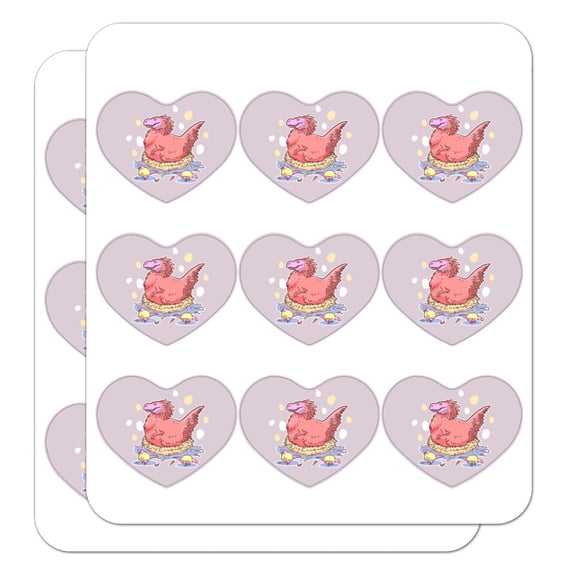 Feathered Tyrannosaurus Rex Dinosaur Nesting with Babies Heart Shaped Planner Calendar Scrapbook Craft Stickers