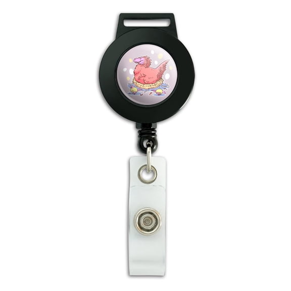 Feathered Tyrannosaurus Rex Dinosaur Nesting with Babies Lanyard Retractable Reel Badge ID Card Holder