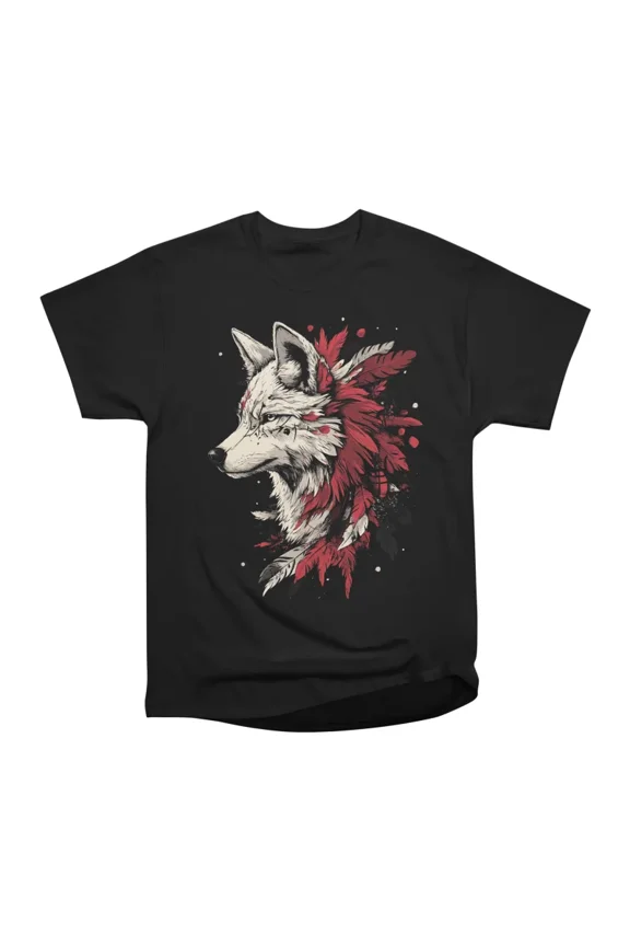 Feathered Wolf T-Shirt Tee Gift For Him Merch For Her Apparel For Friend