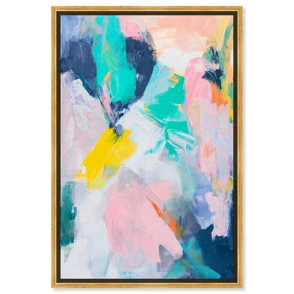Featherlight Colors I Canvas Modern Color Abstract by Art Remedy, Gold Frame, 16" x 24"