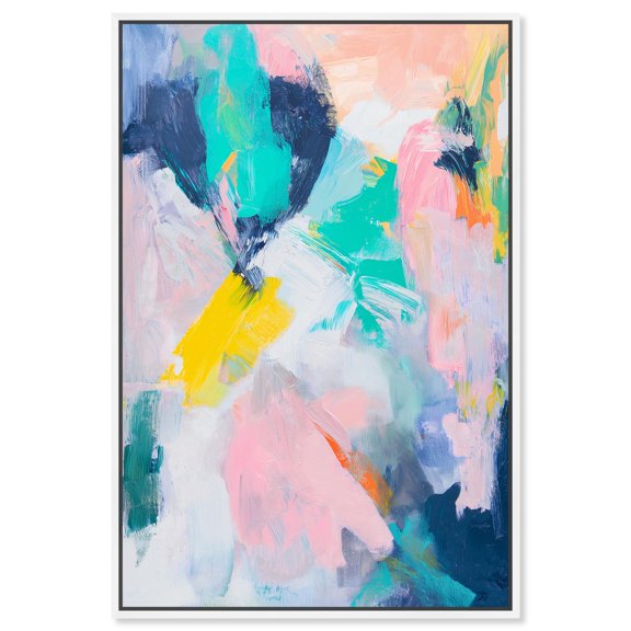 Featherlight Colors I Canvas Modern Color Abstract by Art Remedy, White Frame, 24" x 36"