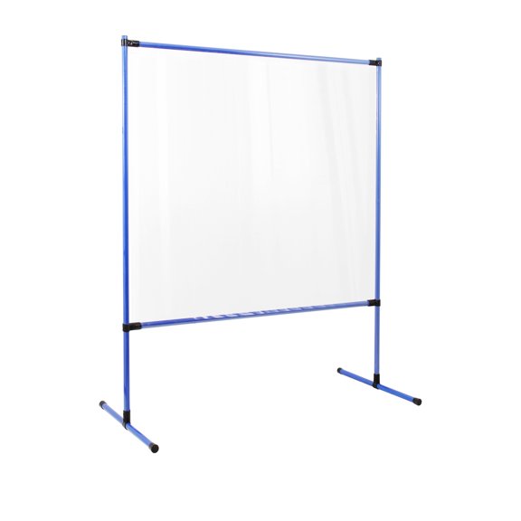 Featherlite Clear Vinyl Sneeze Guard, Room Divider/Partitions by BenchPro - 52.5" H x 57" W 24" D - Blue
