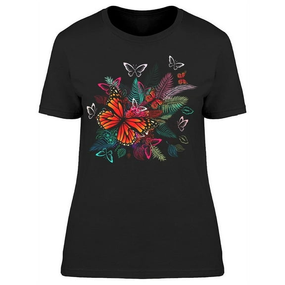 Feathers And Butterflies T-Shirt Women -Image by Shutterstock, Female Large
