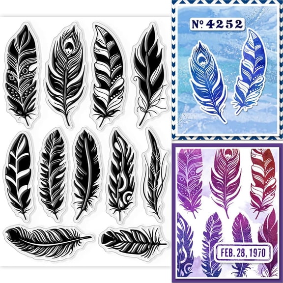 Feathers Clear Stamps Feathers Decorative Clear Stamps Silicone Stamps