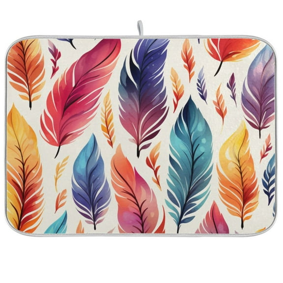 Feathers Dish Drying Mat Microfiber Kitchen Pad Large Counter Absorbent Dish Mats Drainer Rack 16"x18"