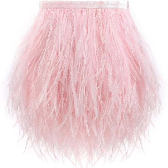 Feathers Fringe Ribbons,78.7Inx3.15-4.3In Wide Reusable Pink Clothes Accessories for Crafts,Latin,Wedding,Dress,DIY Decoration