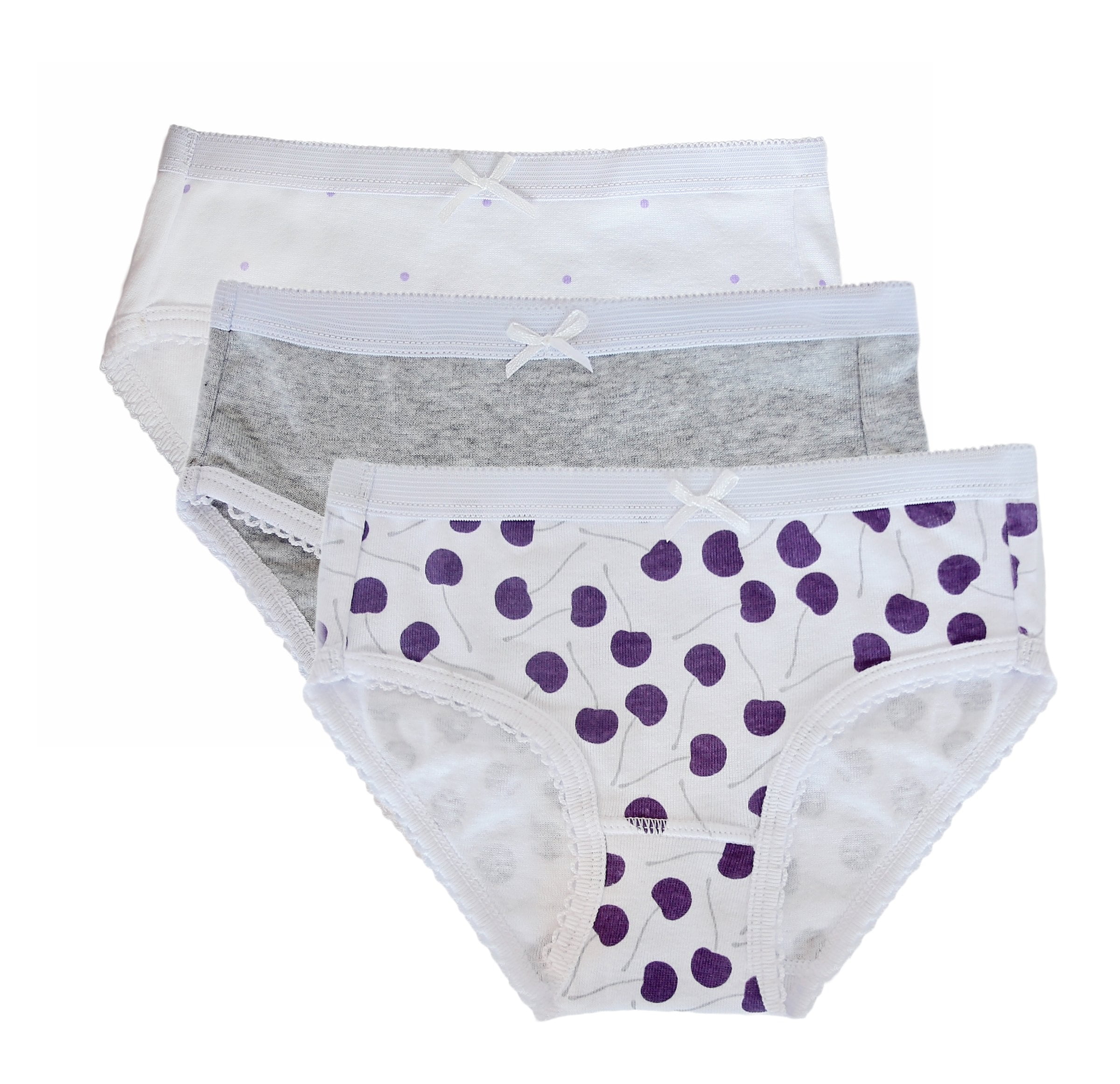 Feathers Girls Cherry Print Tagless Briefs Underwear Super Soft Panties  3-Pack