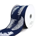 thumbnail image 1 of Feathers Linen Wired Ribbon, Navy, 2-1/2-Inch, 10-Yard, 1 of 1