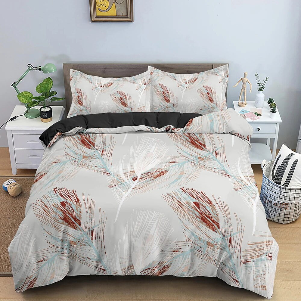 Feathers Pattern Bedding Set Duvet Cover Set Comforter Covers for Bedroom Twin King Size Quilt