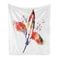 thumbnail image 1 of Feathers Soft Flannel Fleece Blanket, Imaginary Feather Fashioned of a Bird with Musical Harmony in the Universe Theme, Cozy Plush for Indoor and Outdoor Use, 70" x 90", Multicolor, by Ambesonne, 1 of 5