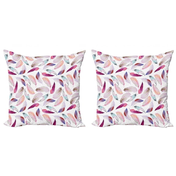 Ambesonne Romantic Throw Pillow Cover 2 Pack, Wing Feathers Wing Art, 20", Pink Purple