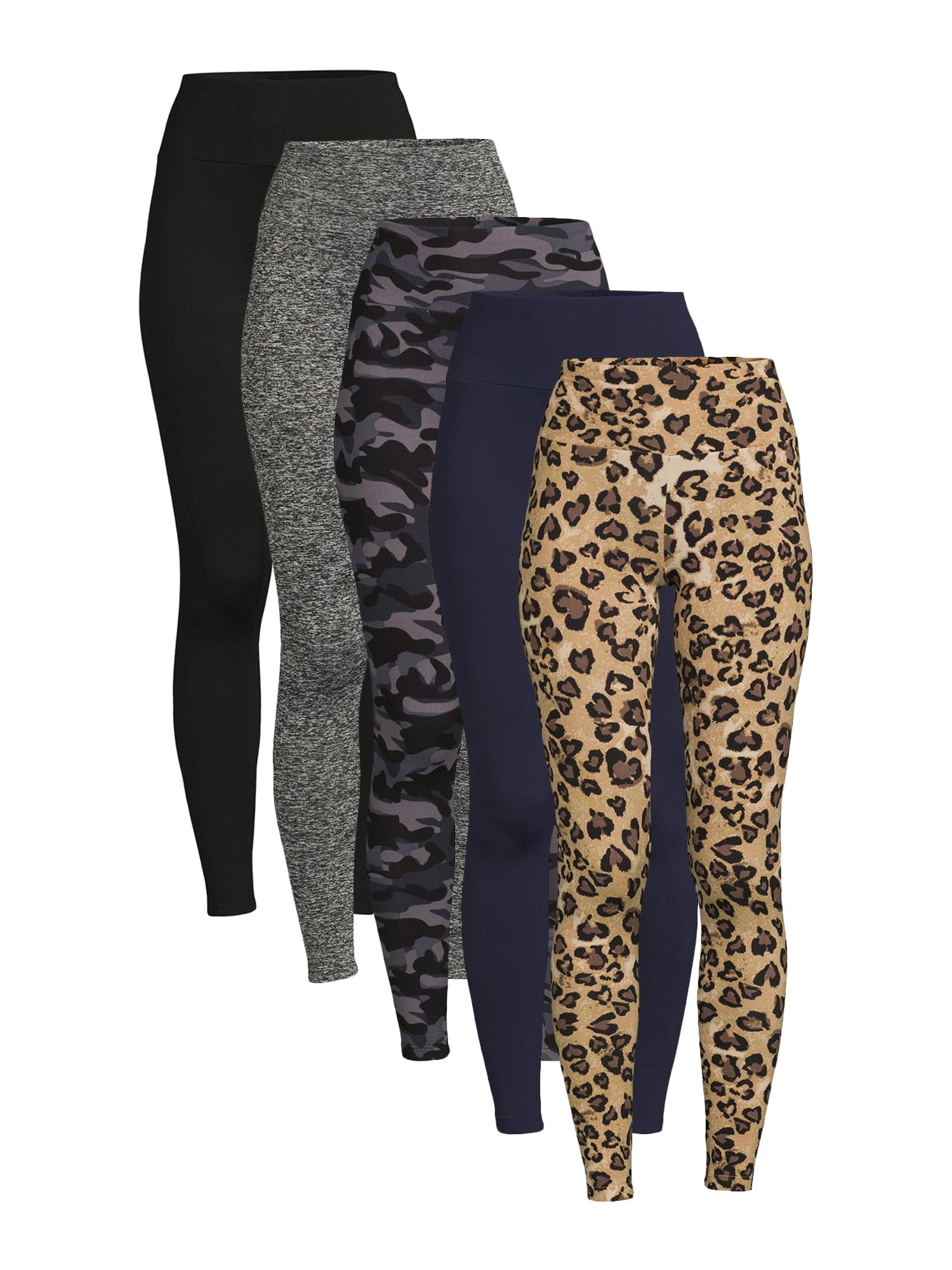 Feathers Women's Active Fleece Leggings, 5Pack