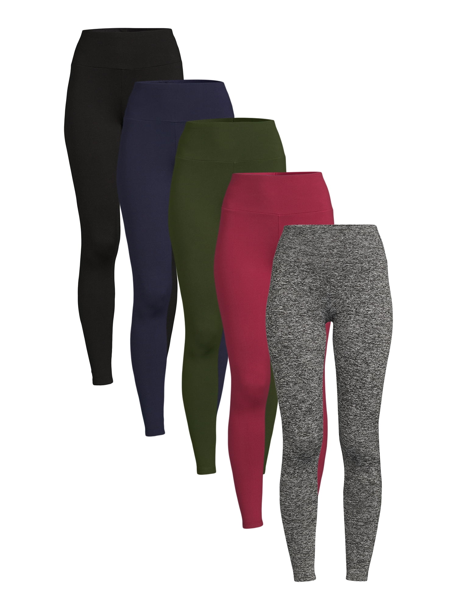 Feathers Women's Active Fleece Leggings, 5Pack
