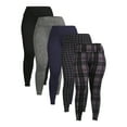 thumbnail image 1 of Feathers Plus size Women’s Cozy Lightweight Fleece-Lined Stretch Multipack Leggings for Everyday Wear, 5 Pack, Sizes 1X-4X, 1 of 5