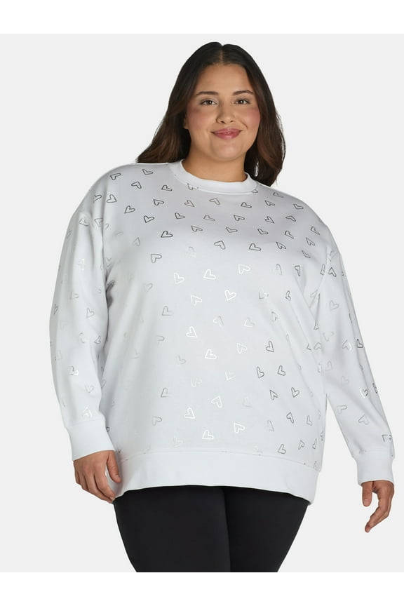 Women's Plus Foil Graphic Print Sweatshirt and Leggings Set, 2-Piece, Sizes 1X-3X