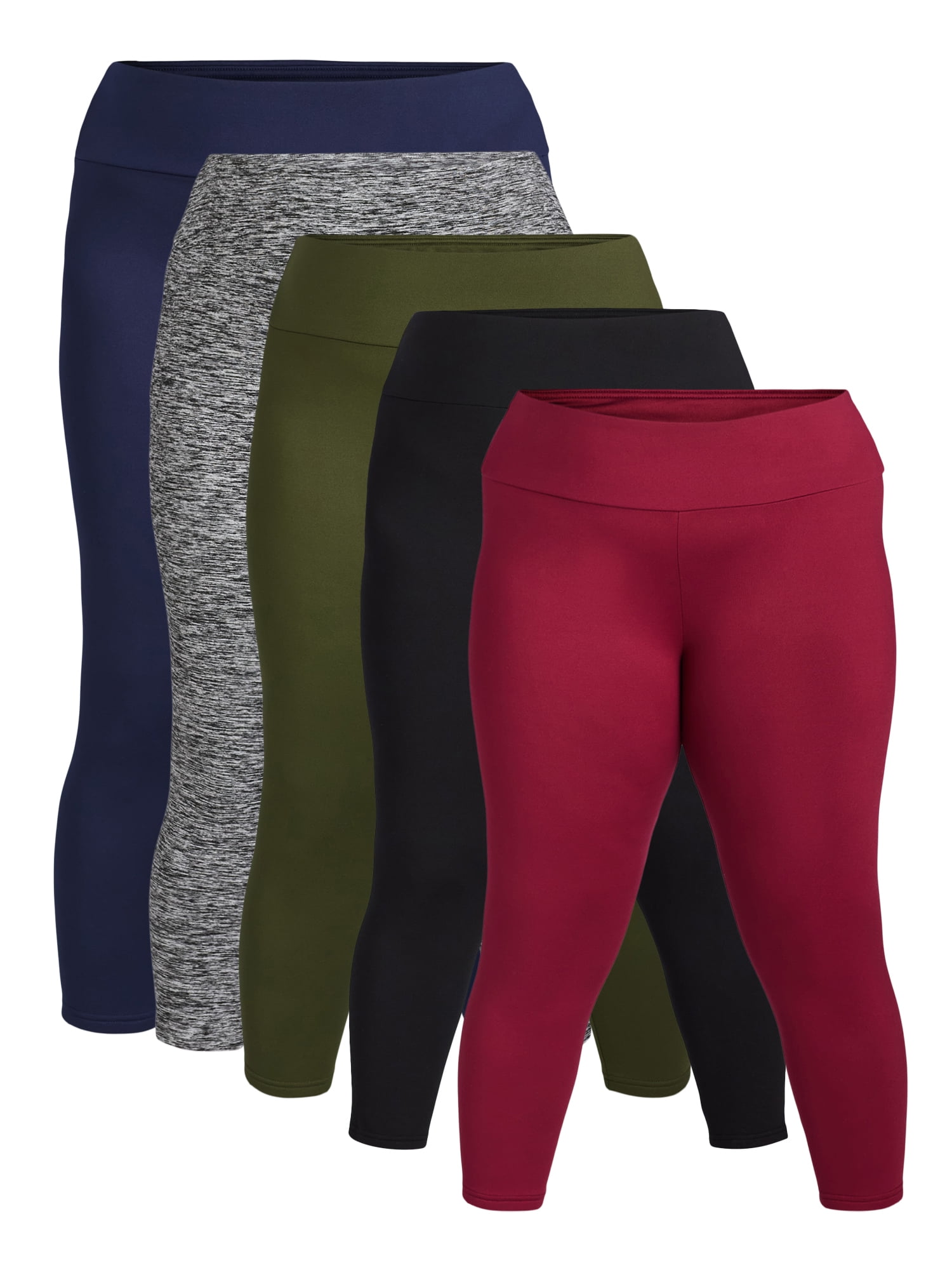 Feathers Women s Active Fleece Leggings 26 Inseam 5 Pack Sizes S 5X
