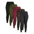 Feathers Women's Plus Size Fleece Leggings, 5Pack