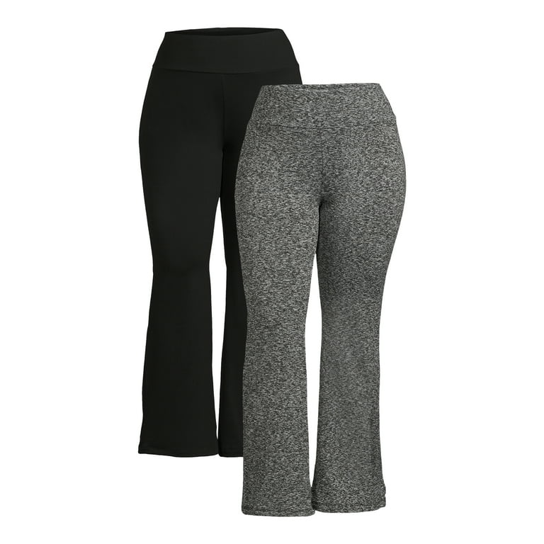 Feathers Women's Plus Size Fleece Lined Flare Pants, 2-Pack
