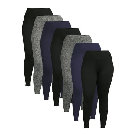Feathers Women's and Women's Plus Active Fleece Leggings, 7-Pack, Sizes S-4X