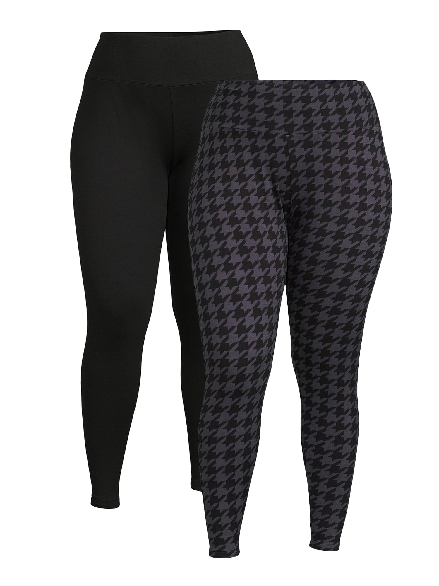 Feathers Women's and Women's Plus Size Athleisure Fleece Leggings, 2-Pack, Sizes S-5X
