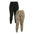 thumbnail image 1 of Feathers Women's and Women's Plus Size Athleisure Fleece Leggings, 2-Pack, Sizes S-5X, 1 of 5