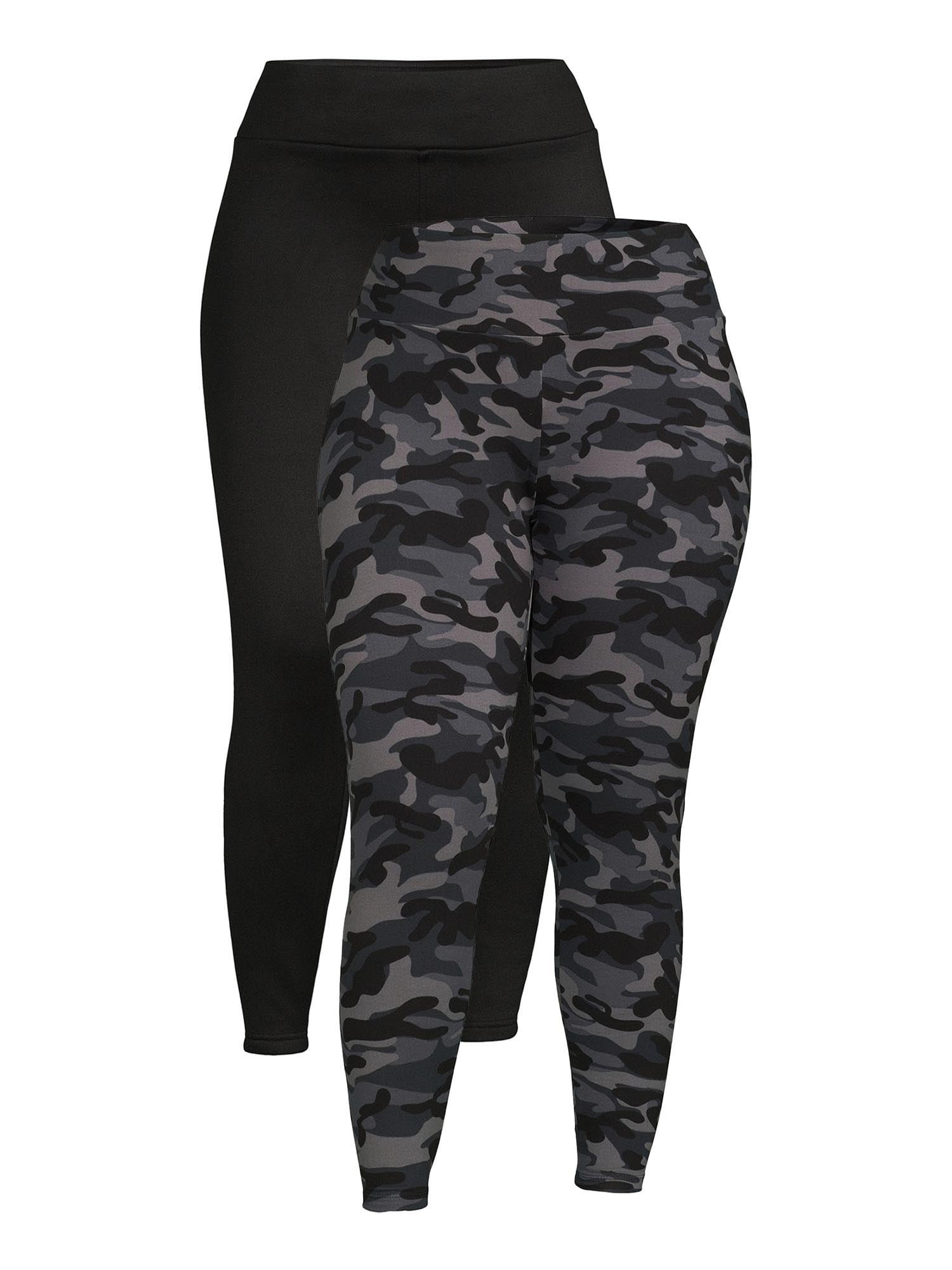 Feathers Plus size Women’s Cozy Lightweight Fleece-Lined Stretch Multipack Leggings for Everyday Wear, 2 Pack, Sizes 1X-4X