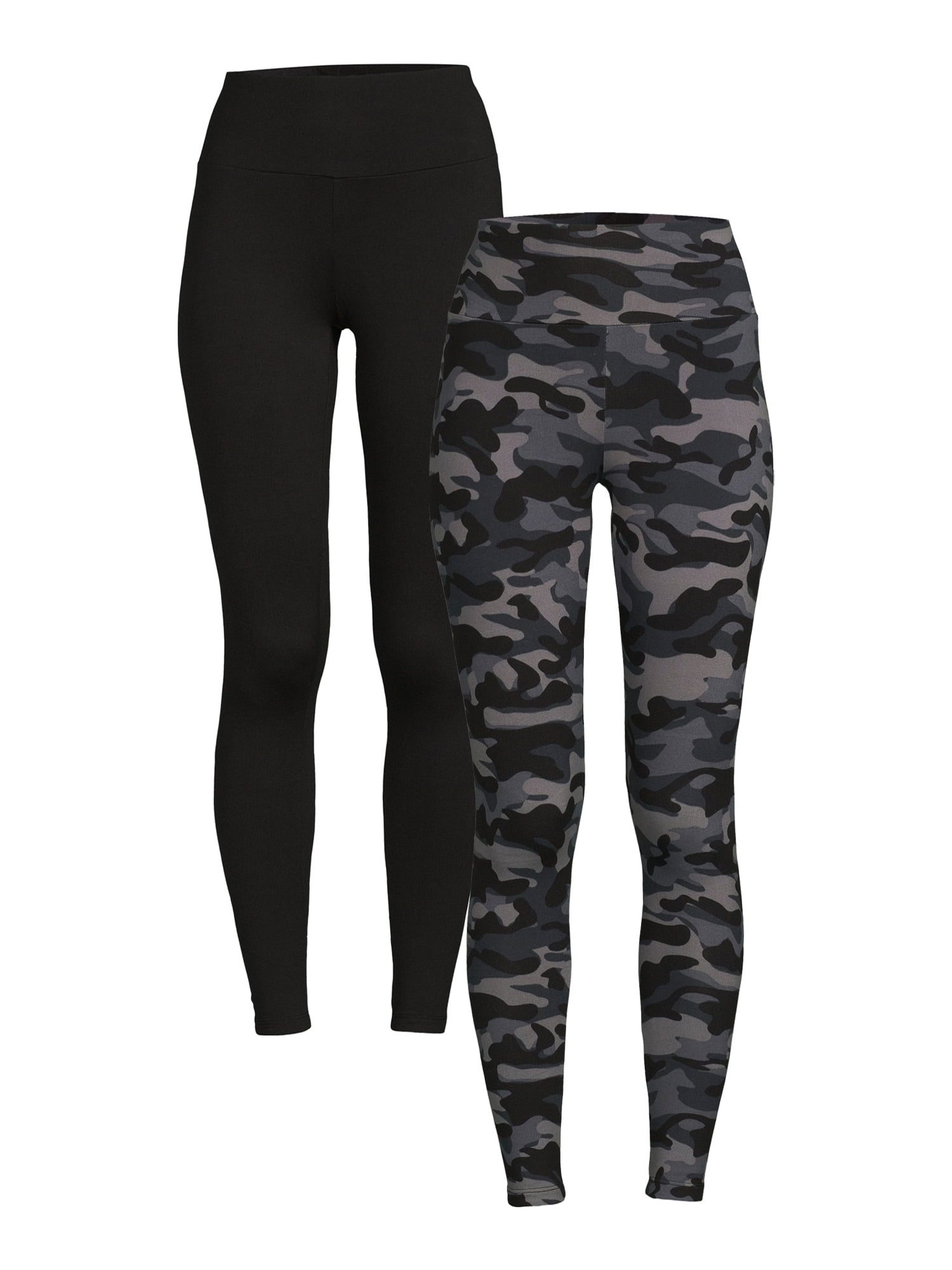 Feathers Women's and Women's Plus Size Athleisure Fleece Leggings, 2-Pack, Sizes S-5X