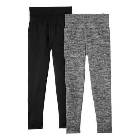 Feathers Women's and Women's Plus Size High Waisted Fleece Leggings, 26” Inseam, 2-Pack