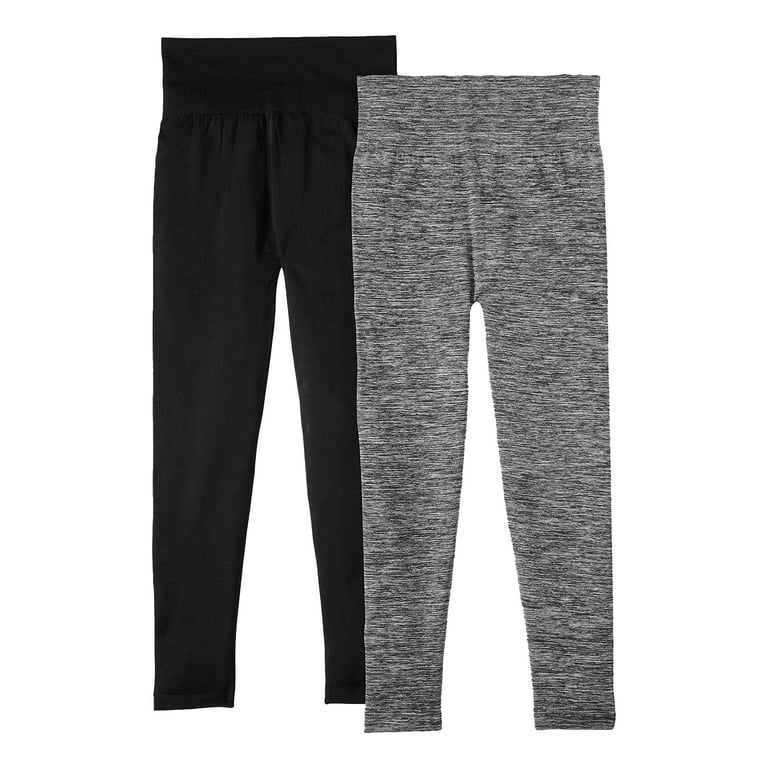 Feathers Women s and Women s Plus Size High Waisted Seamless Fleece Leggings 26 Inseam 2 Pack Walmart