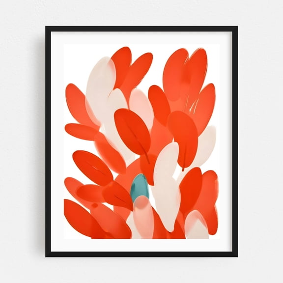 Feathers of different birds flock together - India Illustration Abstract Modern Art Geometric Surrealism Minimalist Floral Pattern Black Framed Wall Art Print 16 x 20 inches