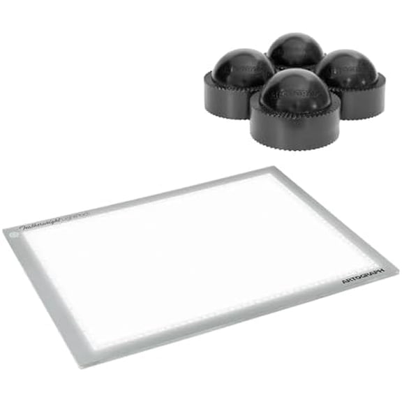Featherweight 12" x 17" Dimmable Slim Lightpad for Drawing & Tracing + 4 Pack PadPucks, Stackable Stand for LightPad, Tablet, Drawing Board$$Art & Craft