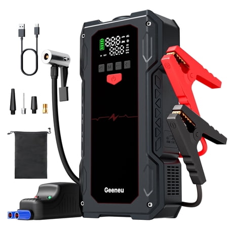 LAFISOON Car Jump Starter,6000A Peak 12V Battery Jumper Pack for 7.5L Gas and Up to 6.0L Diesel Engine,Portable Battery Booster Box with USB Quick Charge and Type C Supersafe