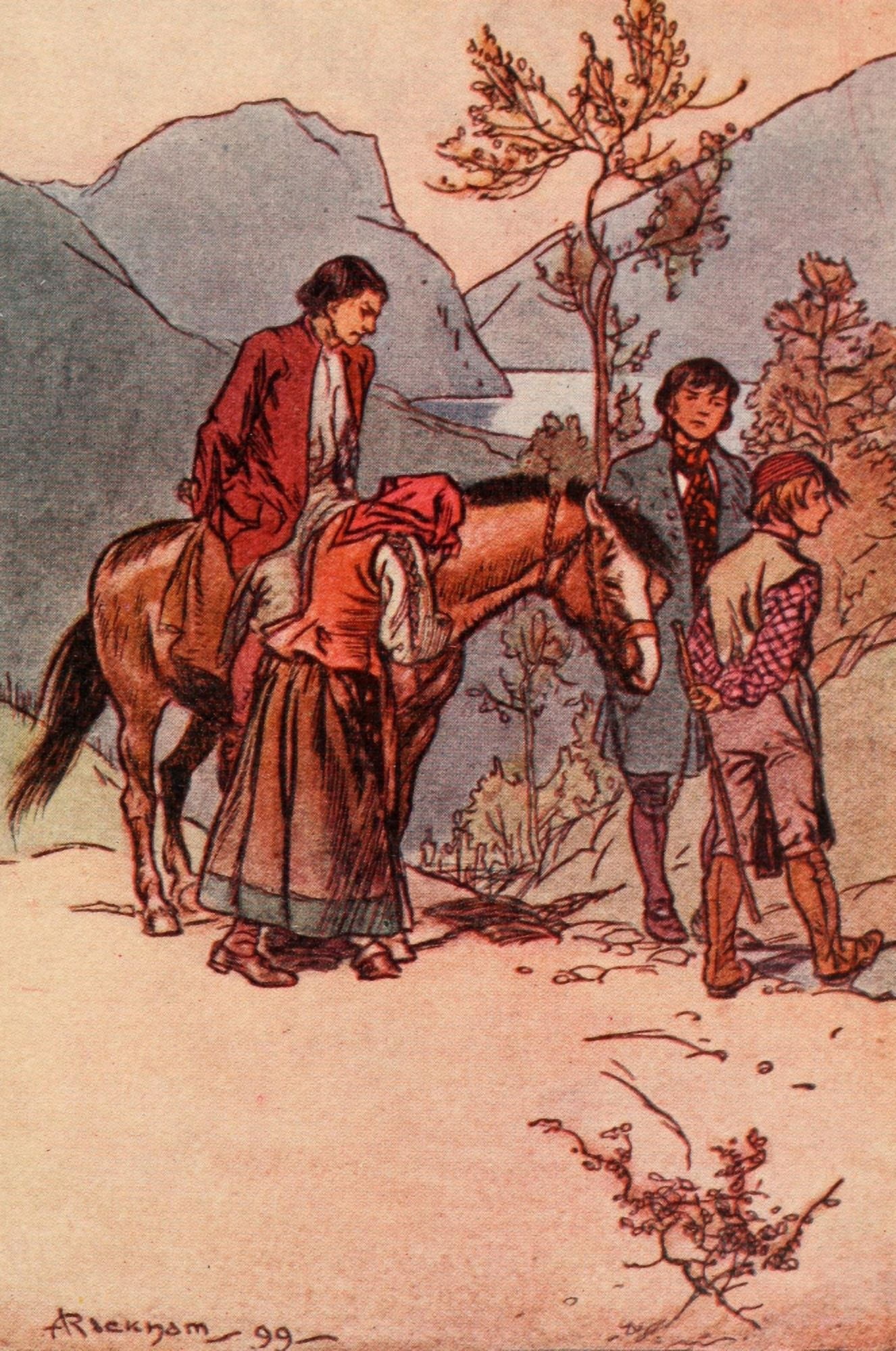 Feats on the Fiord 1899 Hund on horse Canvas Art - A Rackham (24 x 36)