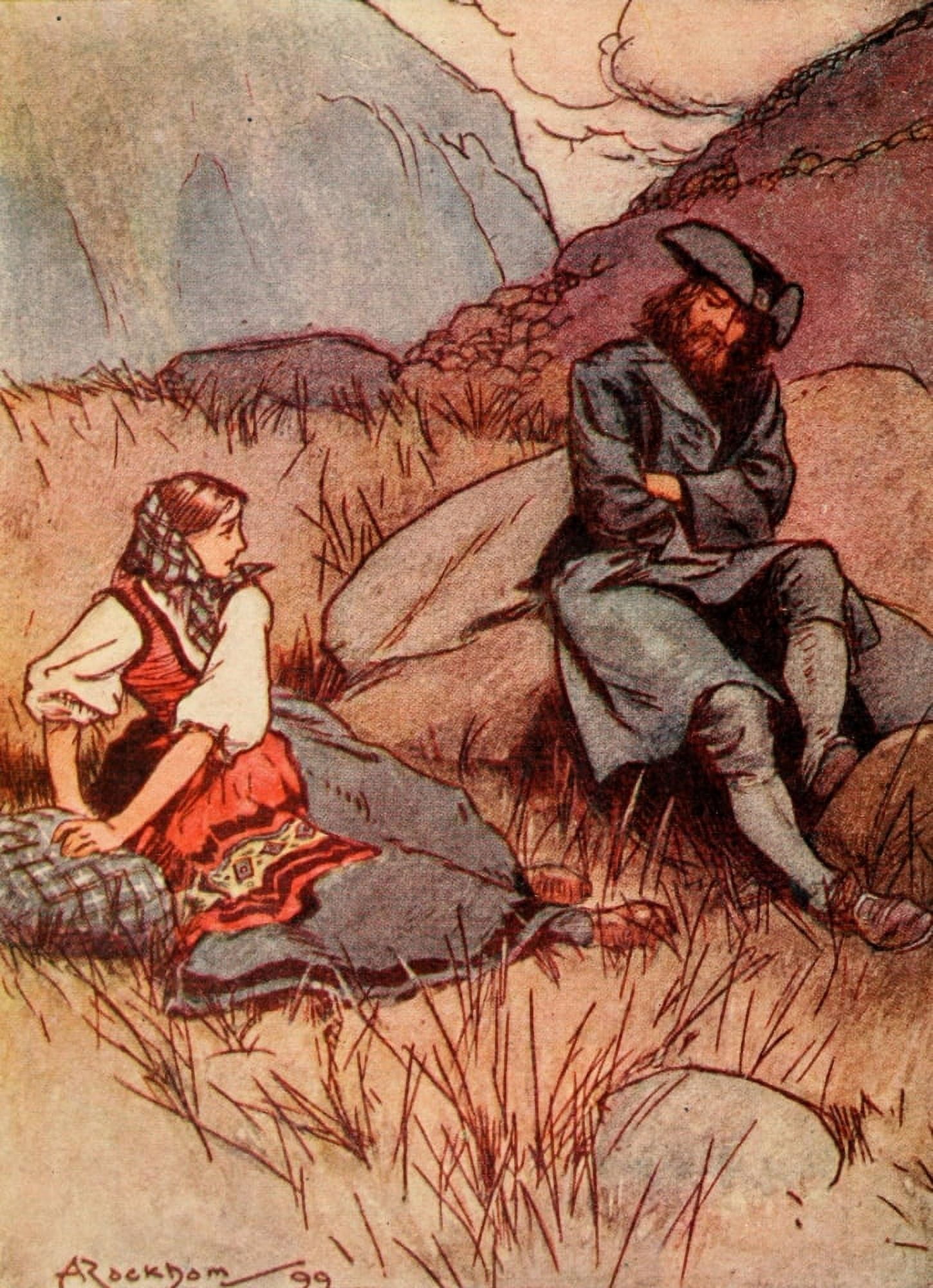 Feats on the Fiord 1899 Mountain demon Canvas Art - A Rackham (24 x 36)