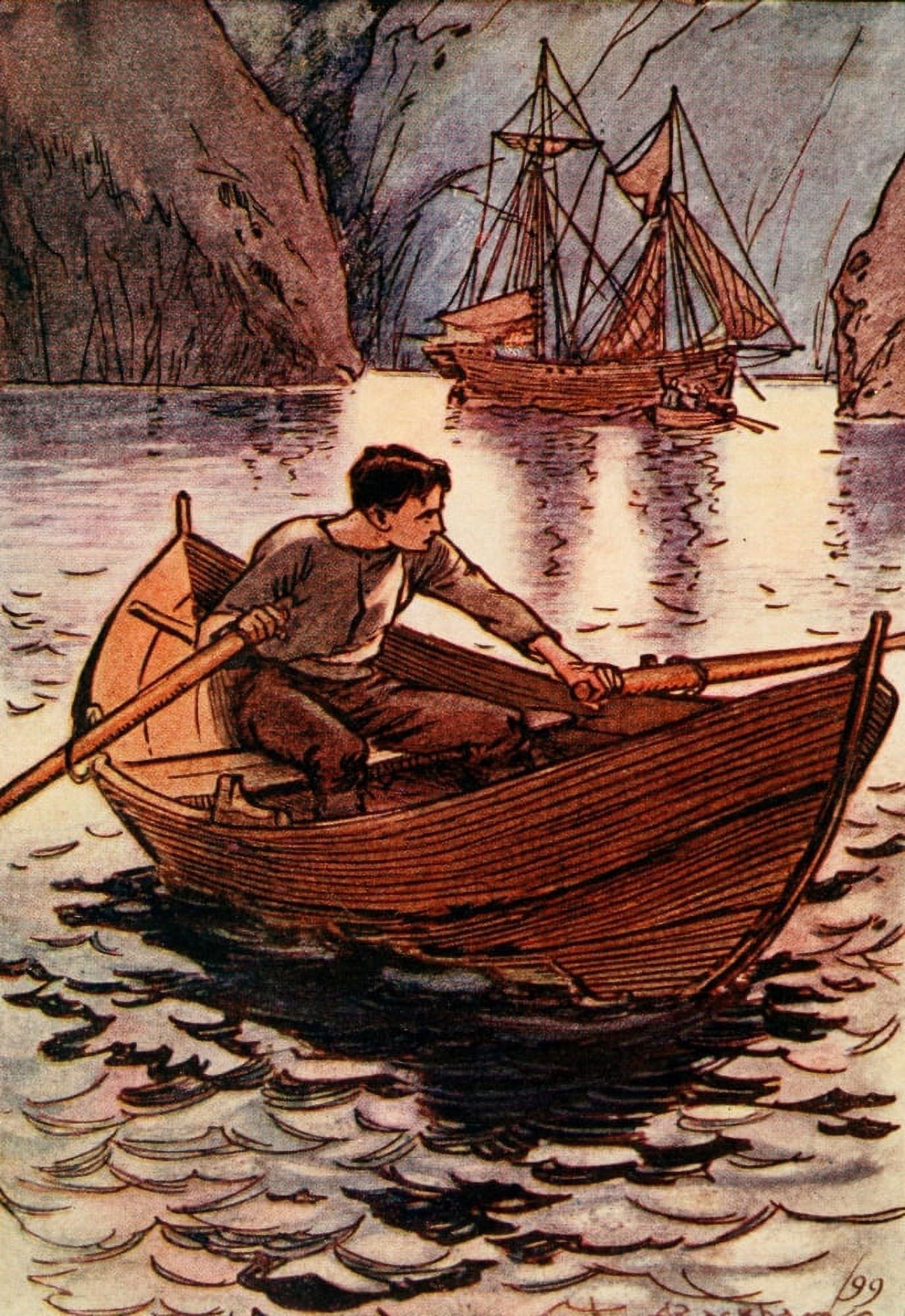 Feats on the Fiord 1899 Saw pirate schooner Canvas Art - A Rackham (18 x 24)