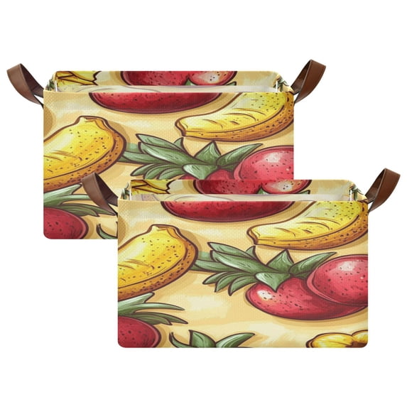 Featured Fruit Design 16.9x11.4x10in Foldable Open Home Storage Bins Durable Water Resistant Shelf Baskets