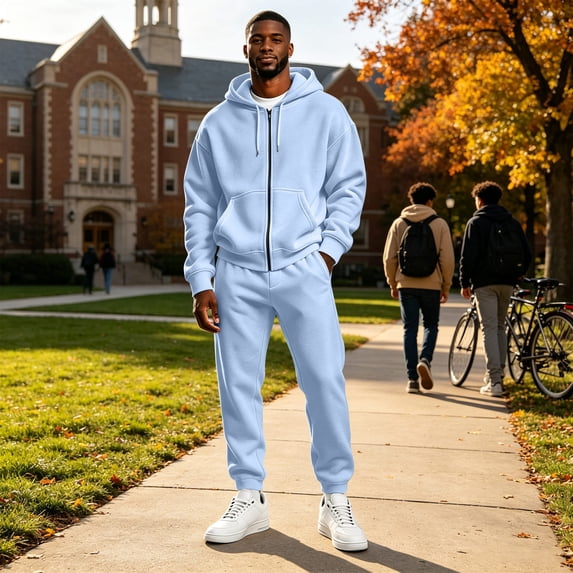 Defune Mathing Features Front Pockets and Cuffed Joggers, Men's Matching Solid Color ...