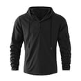Long A Exercise Features Men's Henley Hoodie with Long Sleeves Waffle Texture Button ...