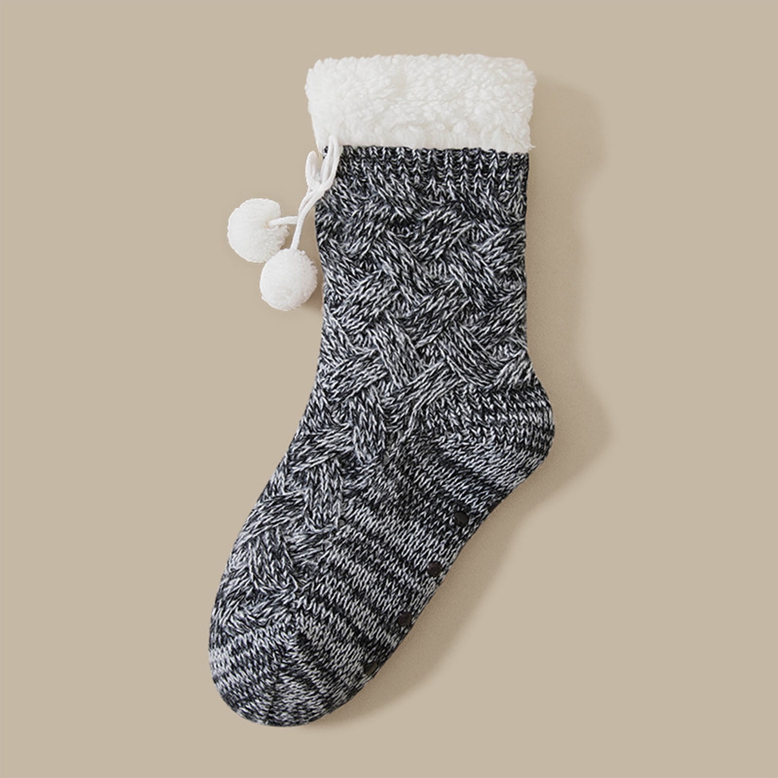 Features Women's Floor Socks with Cable Knit Texture Thickened Fleece ...