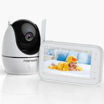 Febfoxs Baby Monitor 1080P with Camera & Audio, 4.3" LCD Screen Pan&Tilt&Zoom, Two-Way Talk, Auto Night Vision,Tem-Sensor, No Wifi