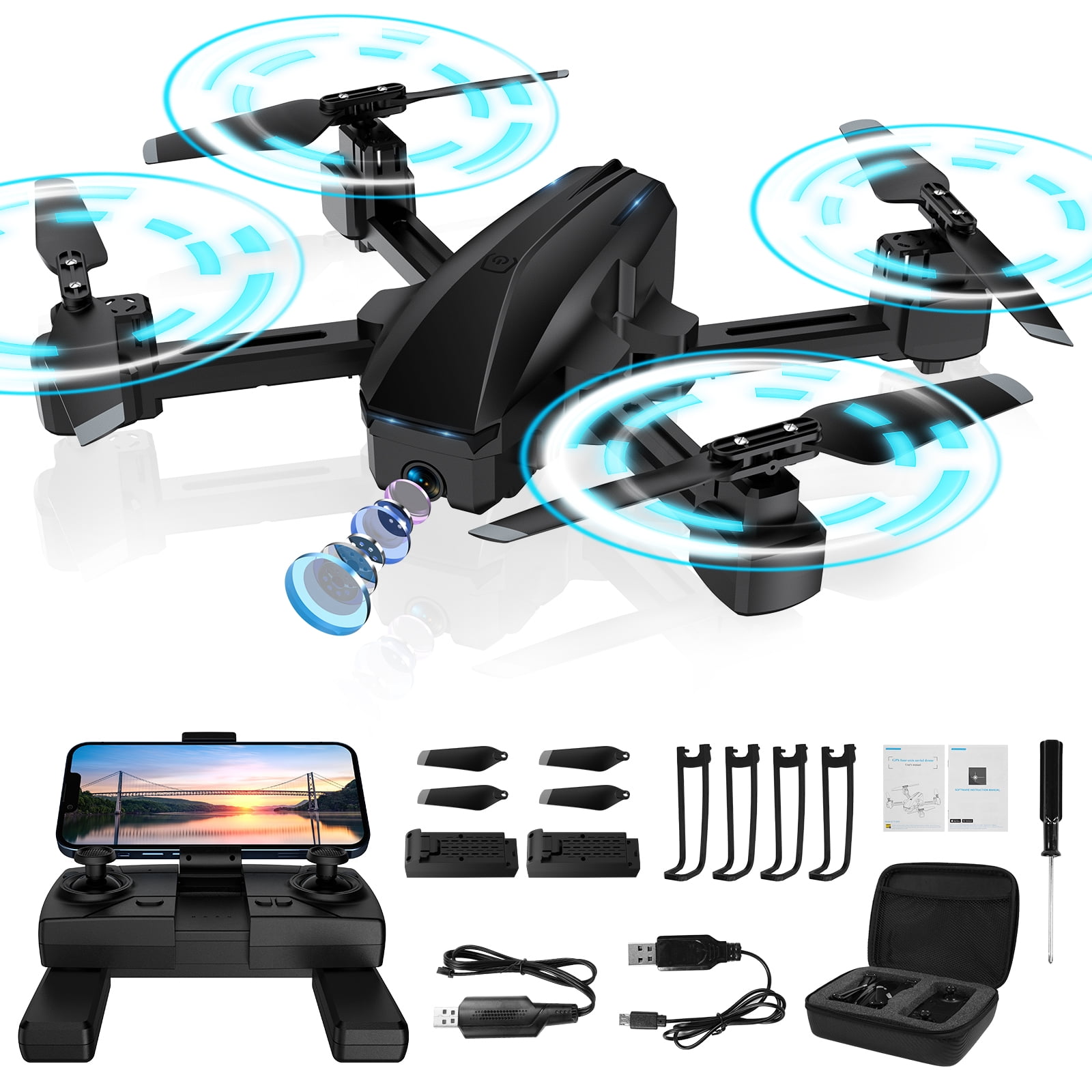 thespian latin regn Febfoxs Drone S177G with 4K Camera for Adults and Beginners Foldable GPS  Drone Auto Return Home Follow Me Mode 2 Batteries Double the Flight Time -  Walmart.com