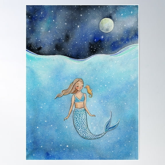 Sleeping Mermaid Poster Wall Art, Modern Wall Decor For Living Room Bedroom, 8x12 UNFRAMED