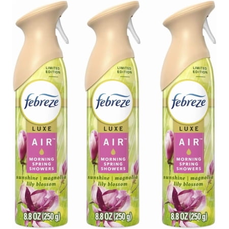 FebreezAir Freshener Spray Limited Edition, Odor-Fighting Room Spray, Morning Spring Showers Scent, 8.8oz, 3 Counts